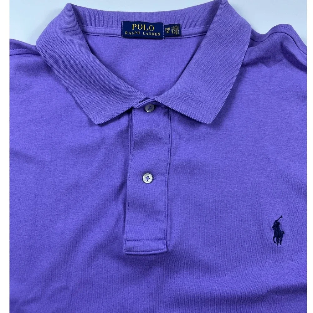 Polo Ralph Lauren Mens 3XB Purple Short Sleeve Cotton Polo Shirt Pony Logo